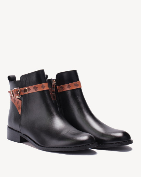 Czarne botki skóra lico