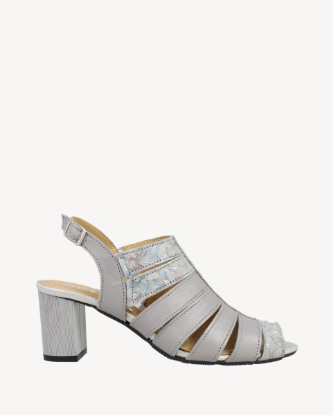 Szare sandałki na 6 cm obcasie