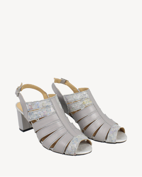 Szare sandałki na 6 cm obcasie